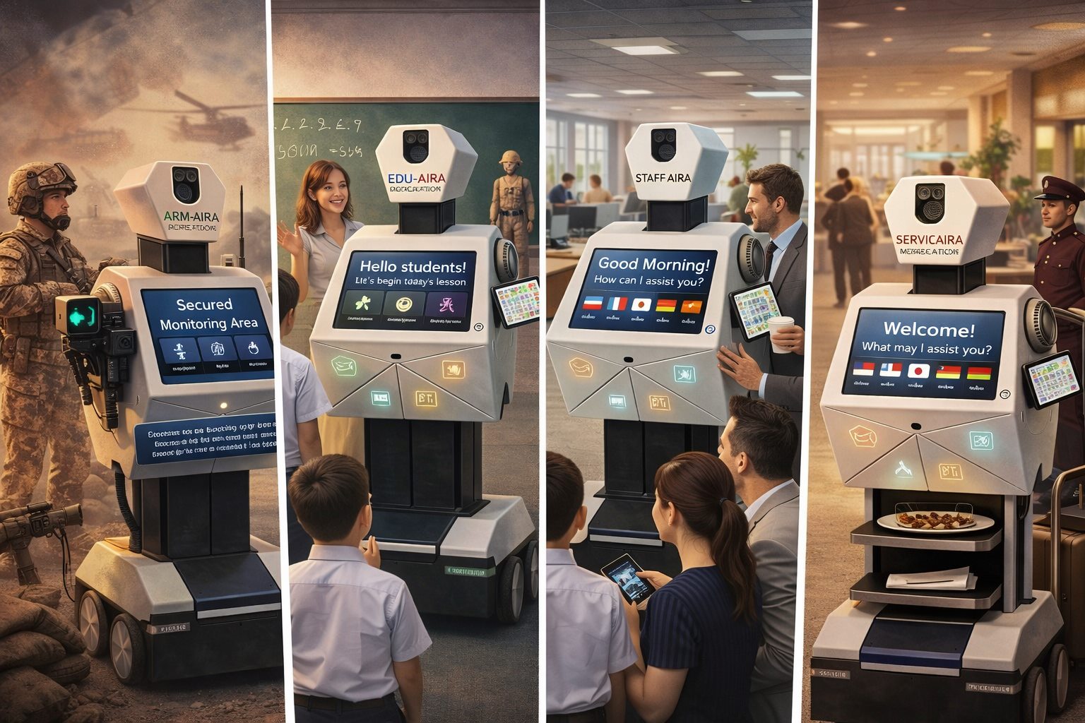 AIRA variants for defence, education, office, and service environments