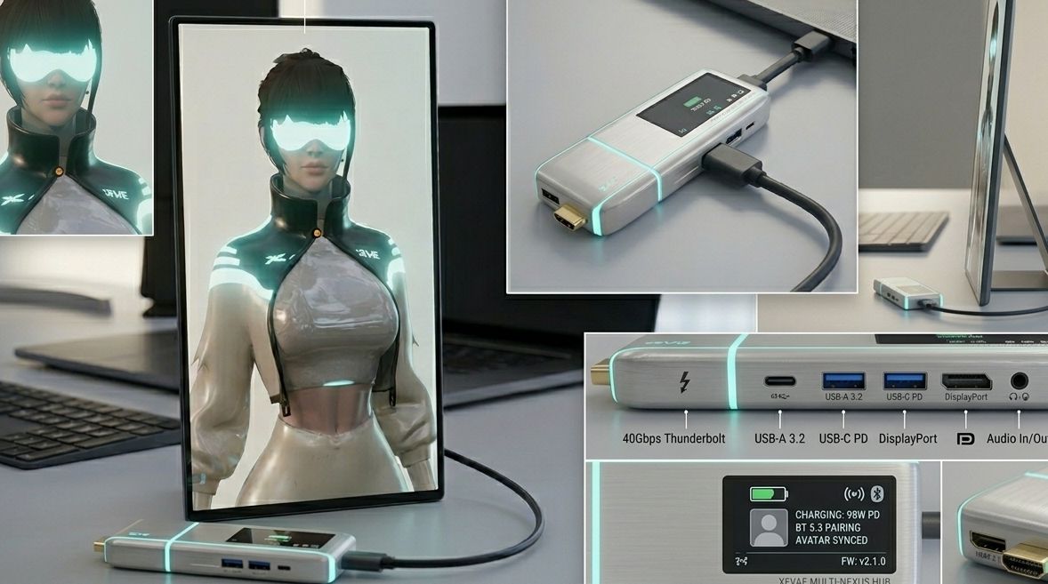 X-EVAE display embodiment and drive hardware collage